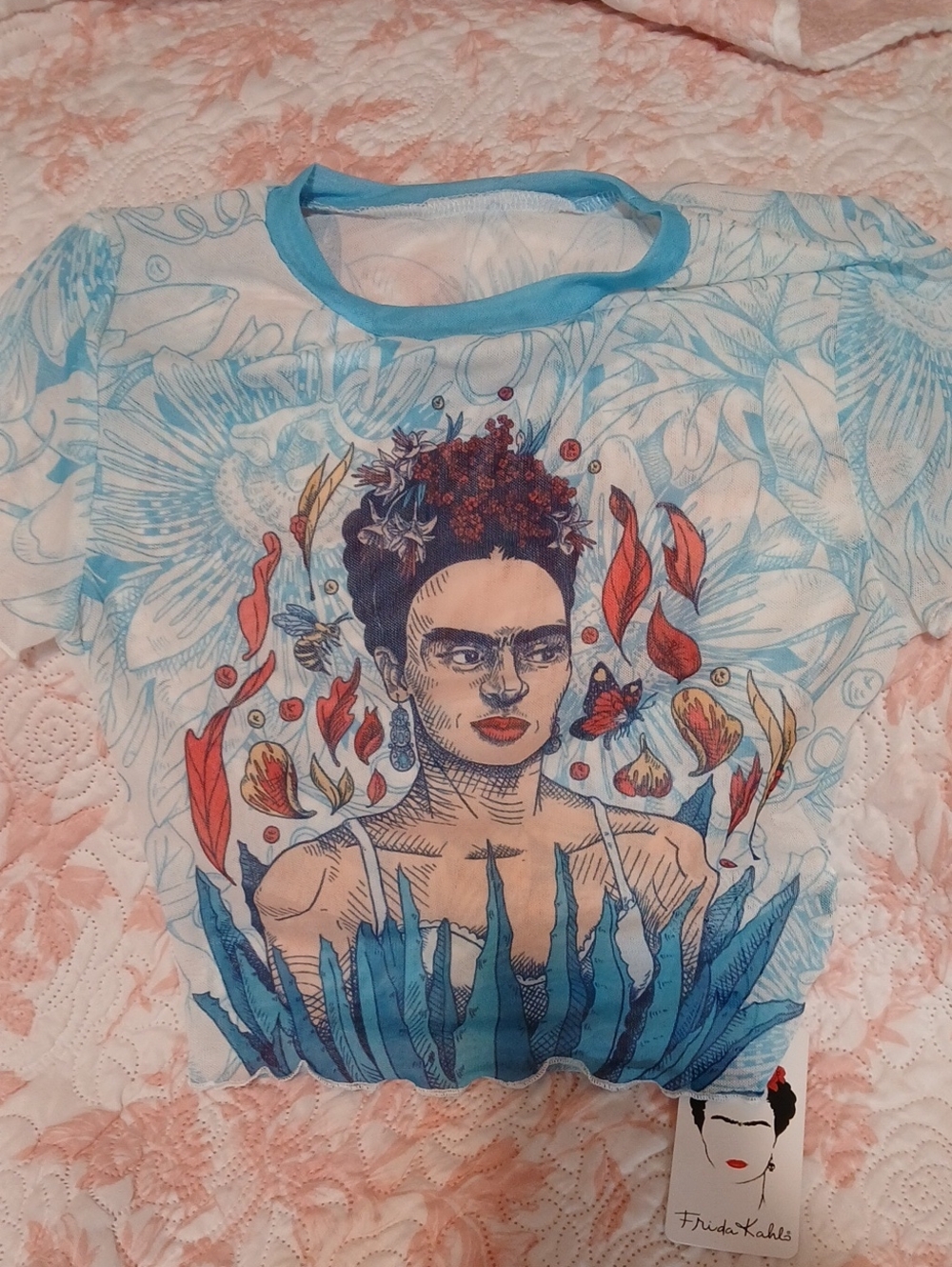 Blue Graphic Sheer Women’s Top